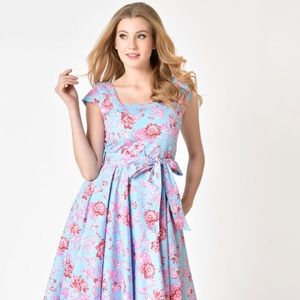1950s Light blue retro style dress.